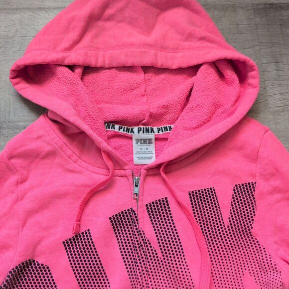 Victorias secret pink bright hoodie sweater size small M Full Zip - Picture 4 of 5